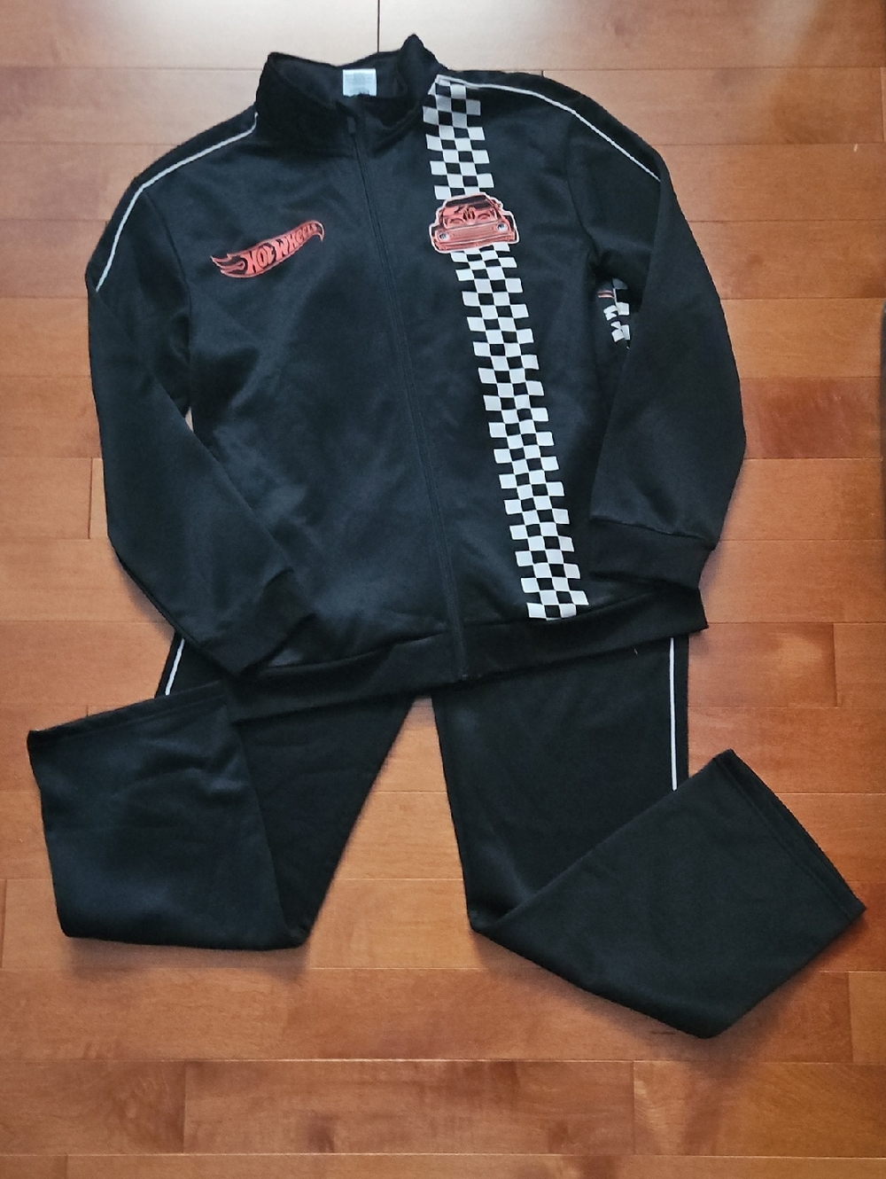Nwt Boys Hot Wheels Black Track-Stripe Zip Jacket & Pants Set